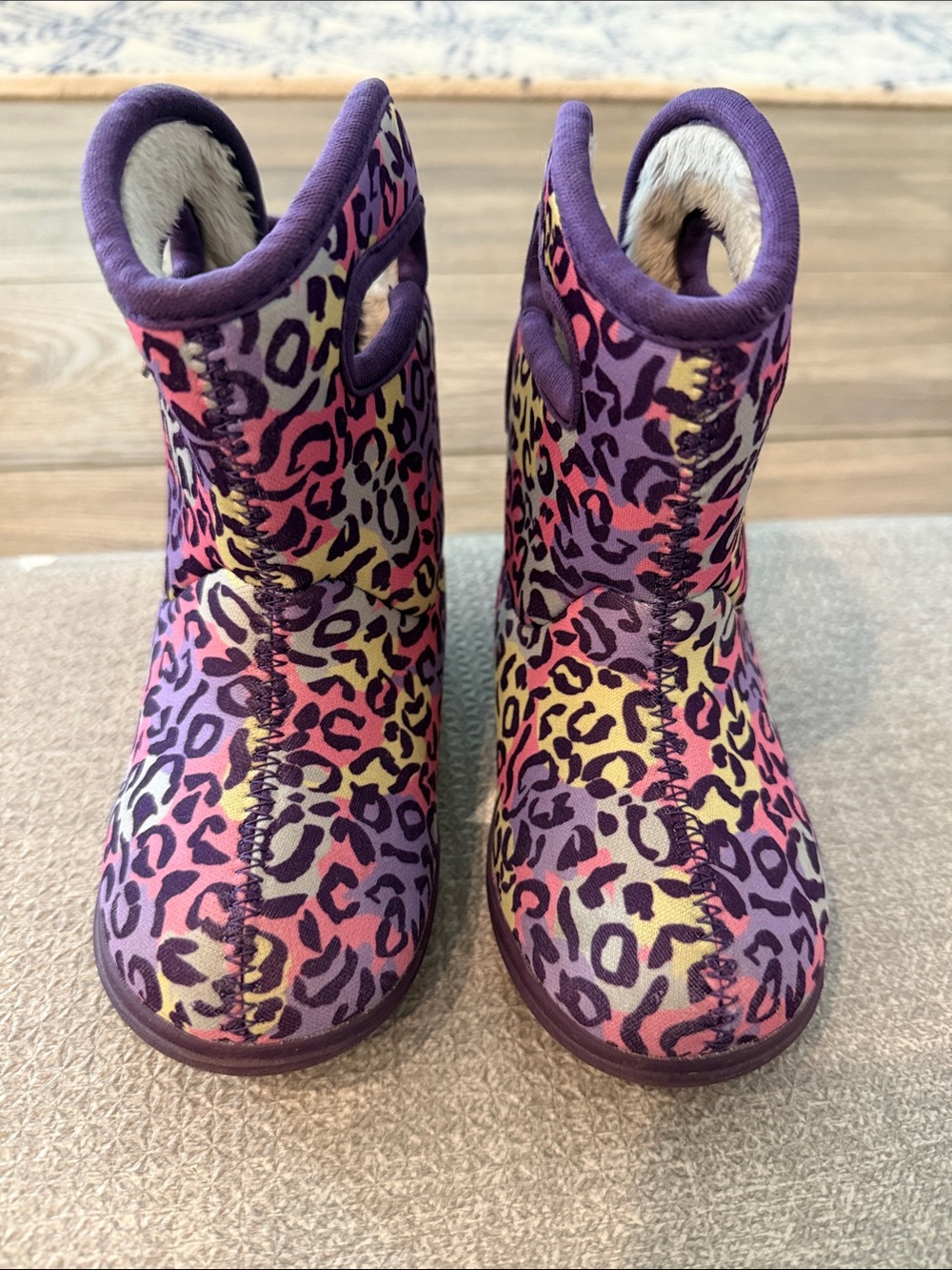 Bogs Kids Purple Multicolor Leopard Rain & Snow Boots